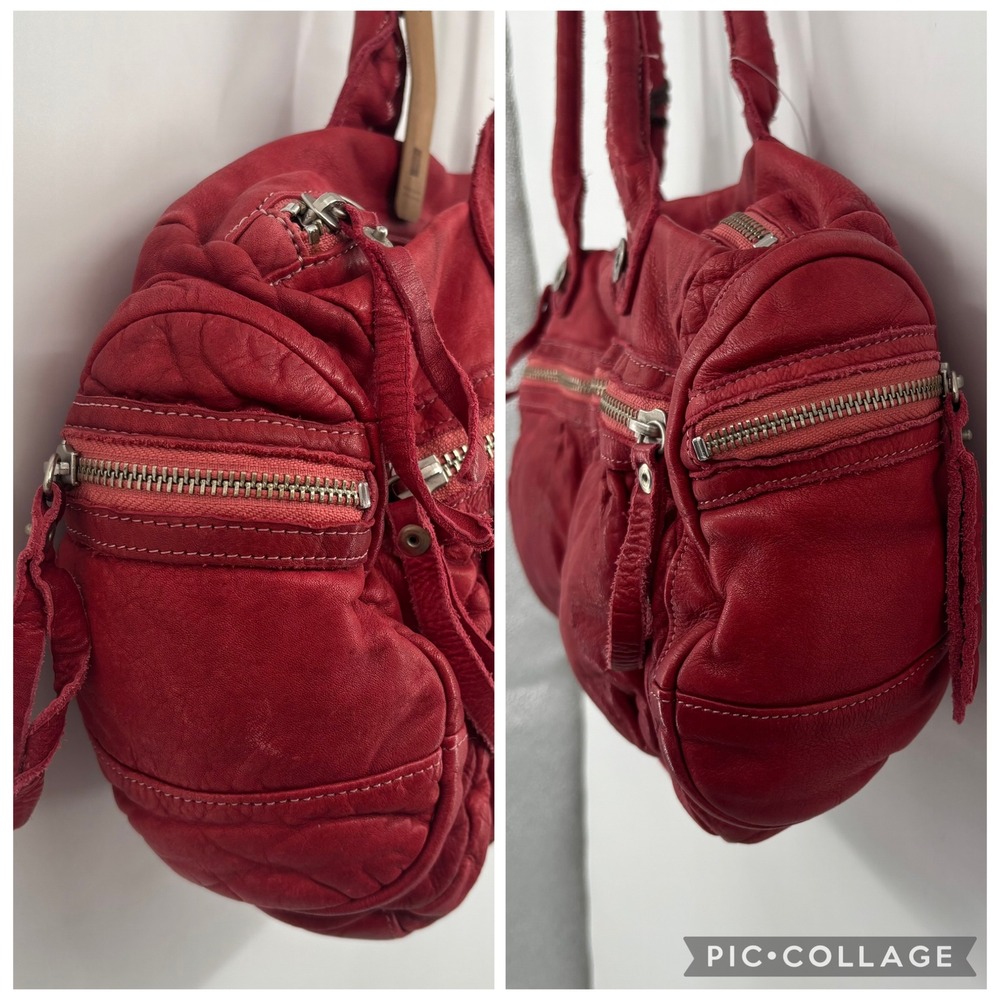 GAP Vintage 100% Cow Leather Multi-Pocket Shoulder Satchel Bag Red NWT - Picture 4 of 13